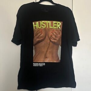 Hustler Hollywood Black Graphic Tee with Neon Green Logo